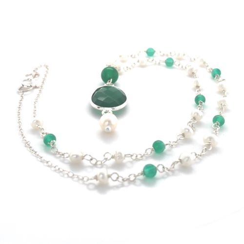 Kette mit Anhänger grüner Onyx